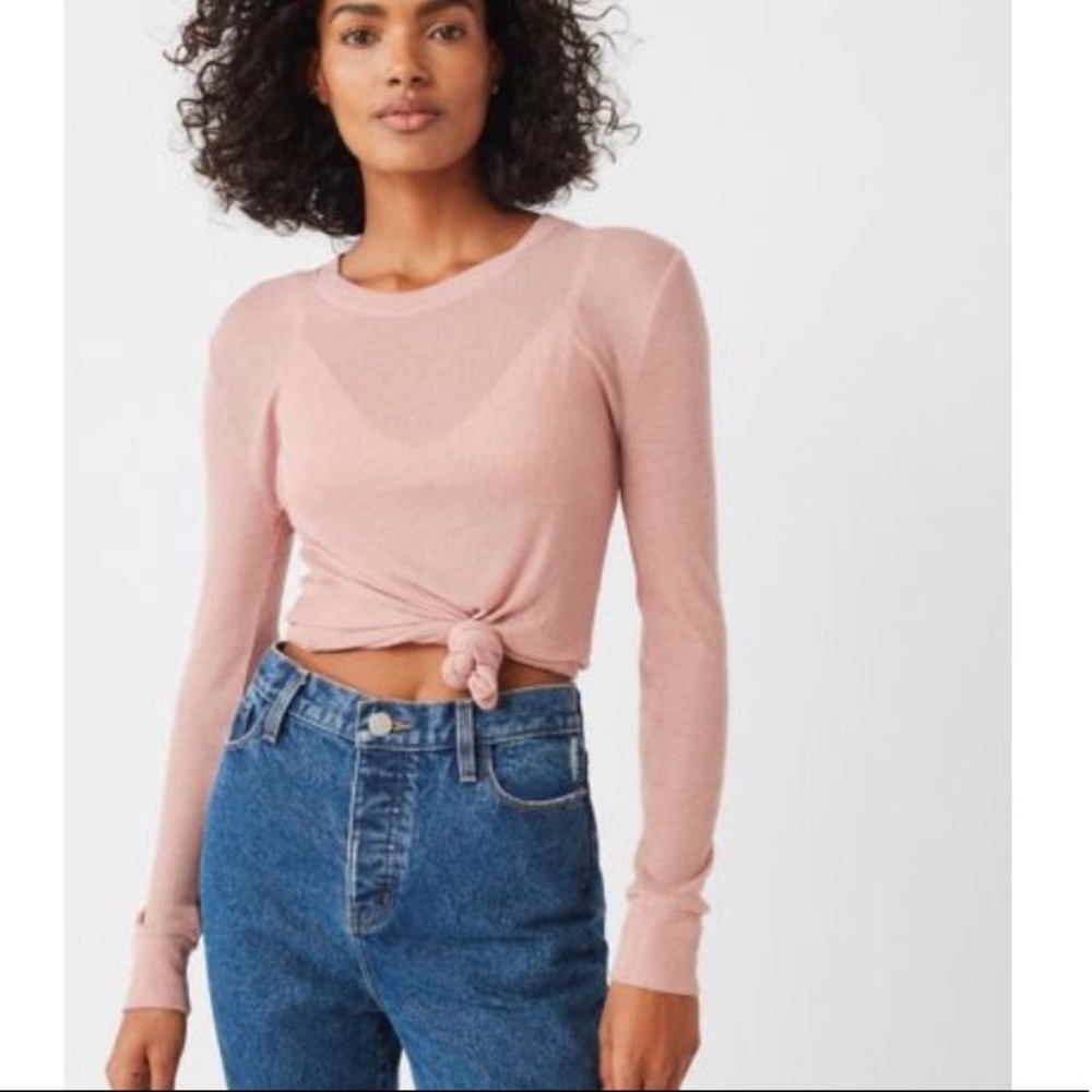 Urban Outfitters Pink Ribbed Long Sleeve Shirt